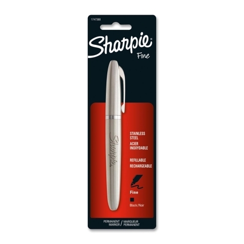 Sanford Ink Corporation Permanent Marker, Refillable, Fine Pt,STST Barrel/Black Ink