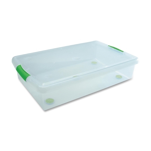Iris Storage Box, Underbed, 40 Qrt., Clear/green Gabdog