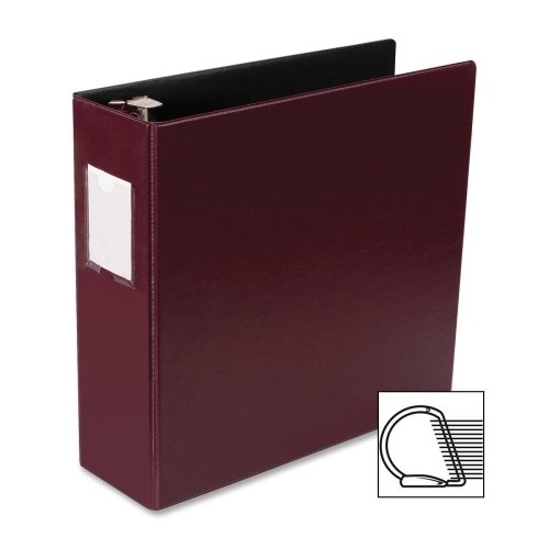 Business Source D-Ring Binder w/Label Holder, Hvy-Dty, 3, Burgundy