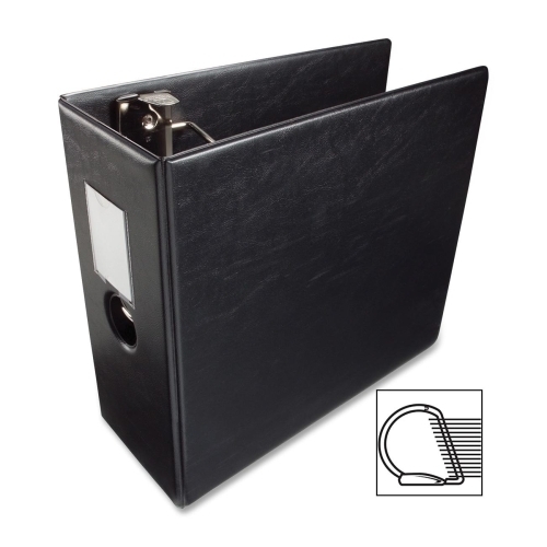 Business Source D-Ring Binder w/Label Holder, Hvy-Dty, 5, Black
