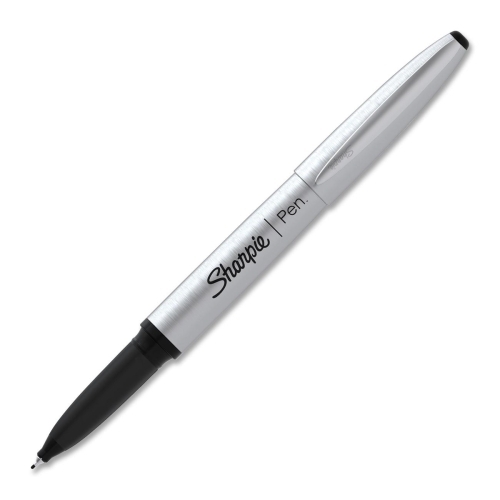 Sanford Ink Corporation Permanent Pen, Refillable, Fine, Stainless Barrel/ Black Ink