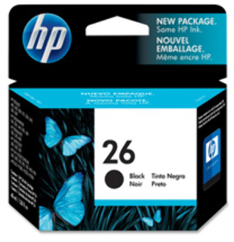 HP 26 Ink Cartridge, 790 Page Yield, Black. 1 EA/BX.