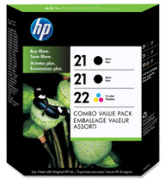 Ink Cartridge, HP 21/22 Combo Pack. 1 EA/BX.
