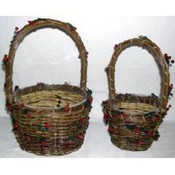 Set of 2 Holly Baskets
