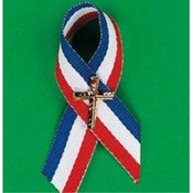 Patriotic Ribbon &amp; Cross Pin