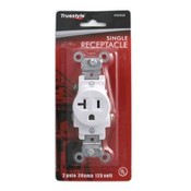 White 2 Pole 20 amp Single Receptacle
