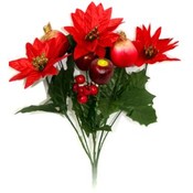 Poinsettia and Fruit Bush With Glitter