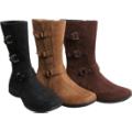 Womens Faux Suede Boots With Buckles
