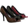 Womens Animal Print Peep Toe Red