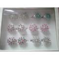 Assorted Flower Rhinestone Silver Adjustable Rings