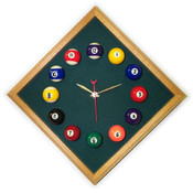 12in Diamond Billiard Clock Oak &amp; Spruce Mali Felt