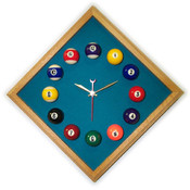 12in Diamond Billiard Clock Oak &amp; Std Green Mali F