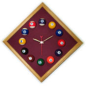 12in Diamond Billiard Clock Oak &amp; Wine Mali Felt