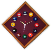 12in Diamond Billiard Clock Mahogany &amp; Wine Mali F