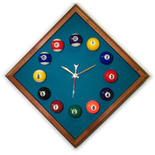 12in Diamond Billiard Clock  Mahogany &amp; Std Green