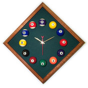 12in Diamond Billiard Clock Mahogany &amp; Spruce Mali