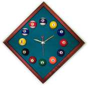 12in Diamond Billiard Clock Cherry &amp; Std Green Mal