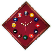 12in Diamond Billiard Clock Cherry &amp; Burgandy Mali