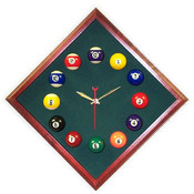 12in Diamond Billiard Clock Cherry &amp; Spruce Mali F
