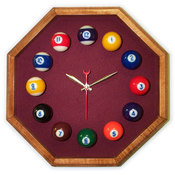 13in Octagon Billiard Clock Mahogany &amp; Wine Mali F