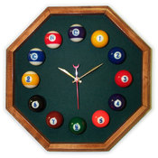 13in Octagon Billiard Clock Mahogany &amp; Spruce Mali
