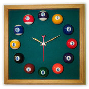 12in Square Billiard Clock Oak &amp; Dark Green Mali F