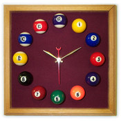 12in Square Billiard Clock Oak &amp; Wine Mali Felt