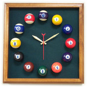 12in Square Billiard Clock Mahogany &amp; Spruce Mali