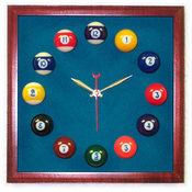 12in Square Billiard Clock Cherry &amp; Std Green Mali