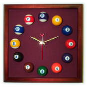 12in Square Billiard Clock Cherry &amp; Wine Mali Felt