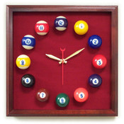 12in Square Billiard Clock Cherry &amp; Burgandy Mali