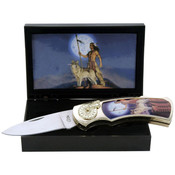Indian Warrior Folding Collector's Knife with Gift