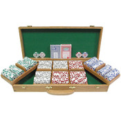 500 Chip 11.5g HIGH ROLLER Set w/Genuine Oak Case