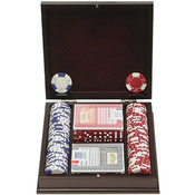100 pc LUCKY CROWN 11.5g Poker Chip Set w/Mahogany