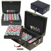 500 pc LUCKY CROWN 11.5g Poker Chip Set w/Mahogany