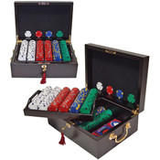 500 13 gm Pro Clay Casino Chips w/ Mahogany Case