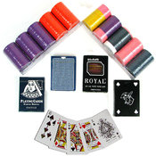 Set of 200 Hot Stamped 8g Chips and 4 decks of car