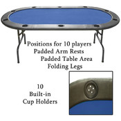 Full Size Texas Holdem Blue Felt Poker Table