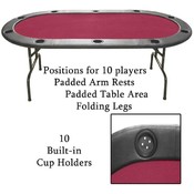 Full Size Texas Holdem Burgundy Felt Poker Table 8