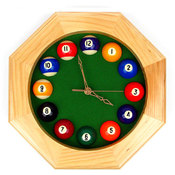 Octagonal Wood Billiards Quartz Clock