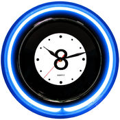 14.5 Inch Quartz Eight Ball Clock - Blue Neon