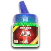 6 BOTTLES OF AIRSOFT BB'S - ORANGE OR GREEN