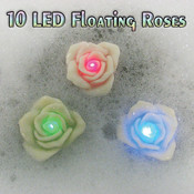 LED Floating White Roses - Set of 10 - Batteries I