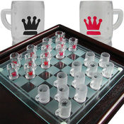 Beer Mug Checkers Set with Frosted Glass Board
