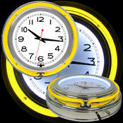 14 Inch Double Ring Neon Clock Yellow Outer White