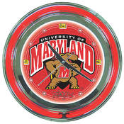 Maryland University Neon Clock - 14 inch Diameter
