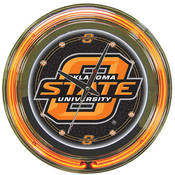 Oklahoma State University Neon Clock - 14 inch Dia