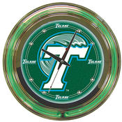 Tulane University Neon Clock - 14 inch Diameter