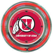 University of Utah Neon Clock - 14 inch Diameter
