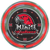 Miami University, Ohio Neon Clock - 14 inch Diamet